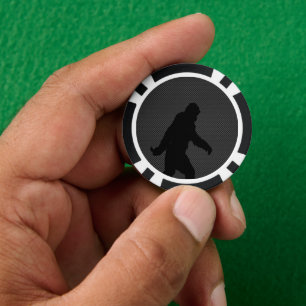 Sasquatch-Silhouette auf Carbon Fibre Print Pokerchips