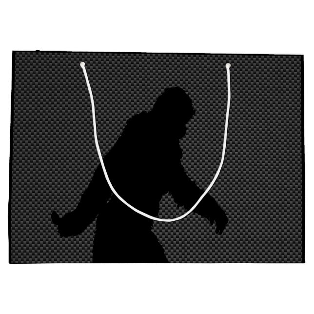 Sasquatch Silhouette auf Kohlenstoff-Faser-Druck Große Geschenktüte (Rückseite)