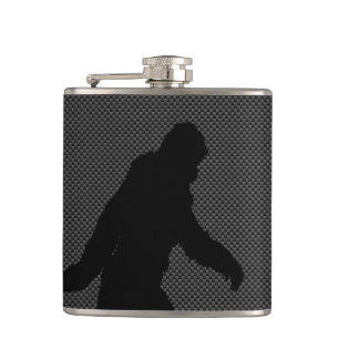 Sasquatch Silhouette auf Kohlenstoff-Faserdekor Flachmann
