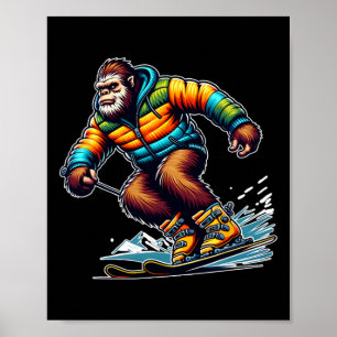Sasquatch-Ski-Abenteuer Bigfoot Winter Spaß  Poster