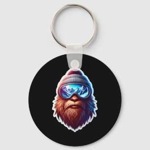 Sasquatch Skifahren Schnee Big-Foot Skifahrer groß Schlüsselanhänger