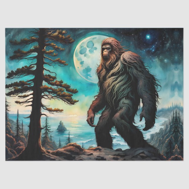 Sasquatch Stehend auf Ridge mit Blick auf den Ozea Seidenpapier (Vorderseite)