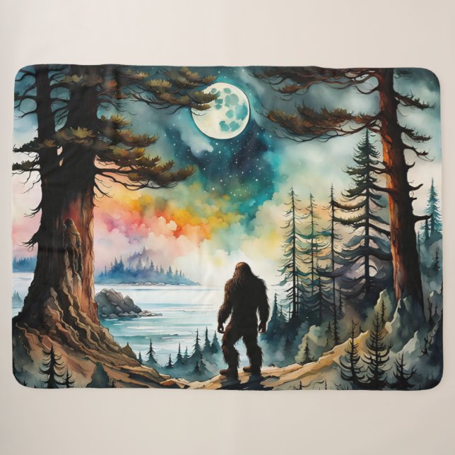 Sasquatch Stehend unter Mondlicht Sherpadecke (Vorderseite (Horizontal))