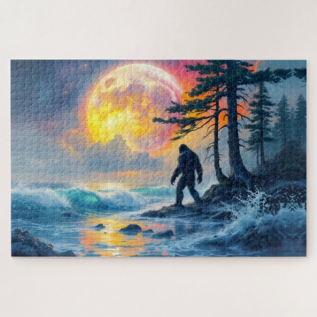 Sasquatch steht an einer Meeresküste (Horizontal)
