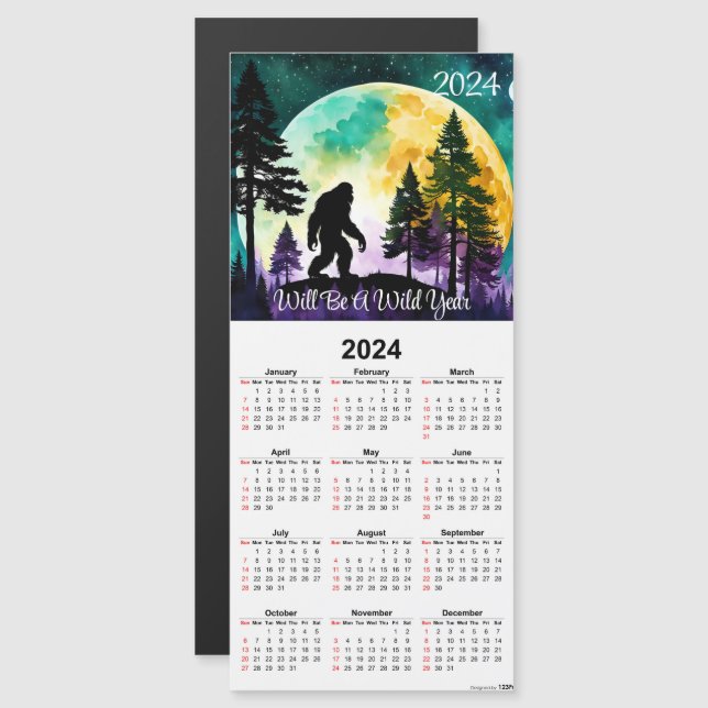 Sasquatch sur la carte magnétique de calendrier Mo (Devant / Derrière)