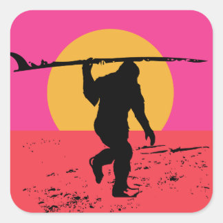 Sasquatch Surfer Quadratischer Aufkleber