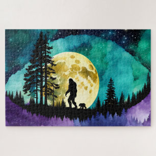 Sasquatch und Bär auf dem Berg