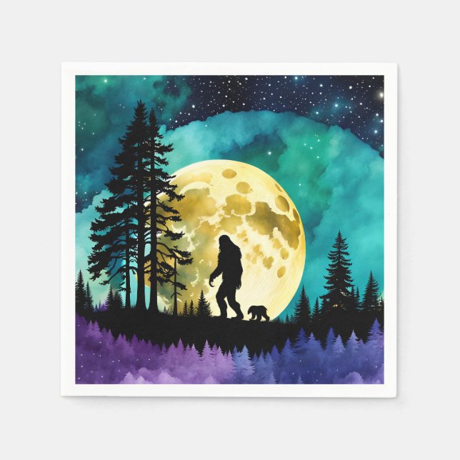 Sasquatch und Bär auf dem Berg *personalisieren* Serviette (Vorderseite)