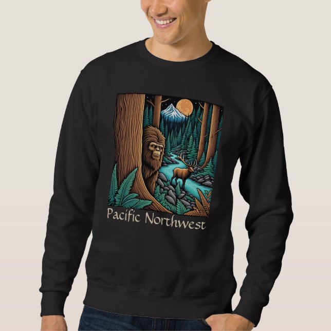 Sasquatch und der Elk Pazifik im Nordwesten Sweatshirt (Vorderseite)