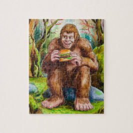 Sasquatch und der Käserburger in einem Mossy-Wald