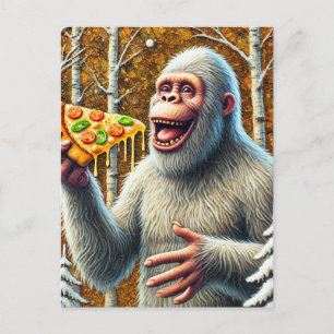 Sasquatch und die Pizza im Birkenwald Postkarte