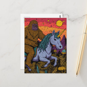 Sasquatch und eine Einhorn-Postkarte Postkarte