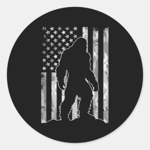 Sasquatch Usa Flag Patriotic Bigfoot 4. Juli Runder Aufkleber