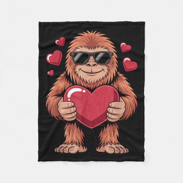Sasquatch Valentine's Day - Bigfoot Heart Sungles  Fleecedecke (Vorderseite)