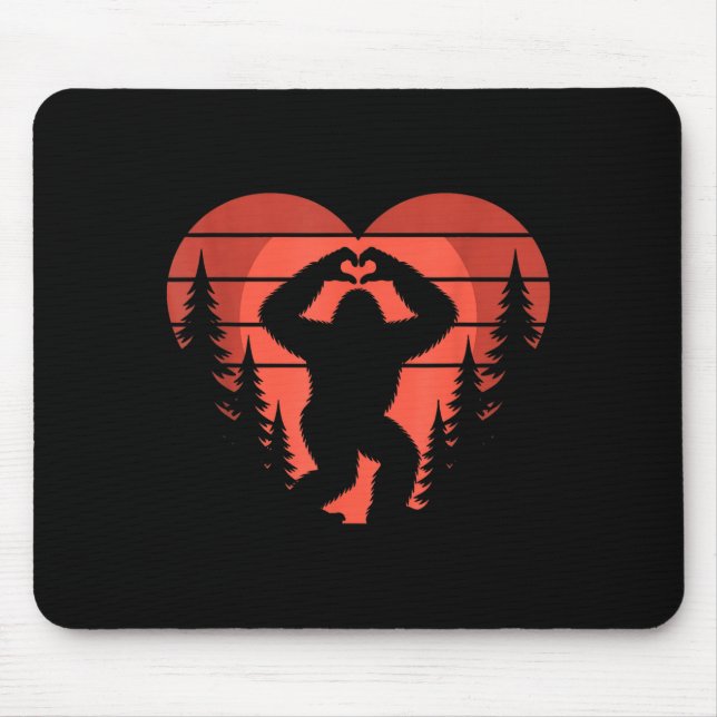 Sasquatch Valentine's Day - Bigfoot Heart Sungles  Mousepad (Vorne)