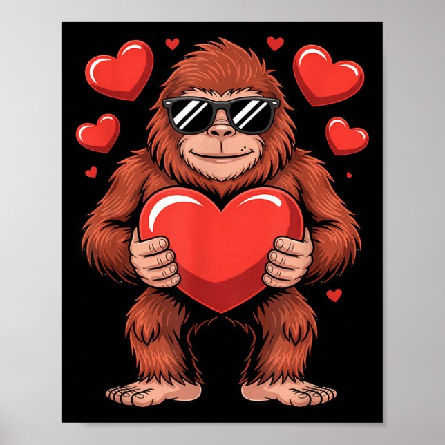Sasquatch Valentine's Day - Bigfoot Heart Sungles  Poster (Vorne)
