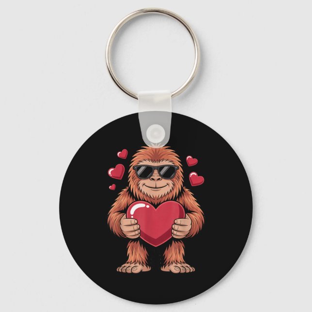 Sasquatch Valentine's Day - Bigfoot Heart Sungles  Schlüsselanhänger (Vorderseite)