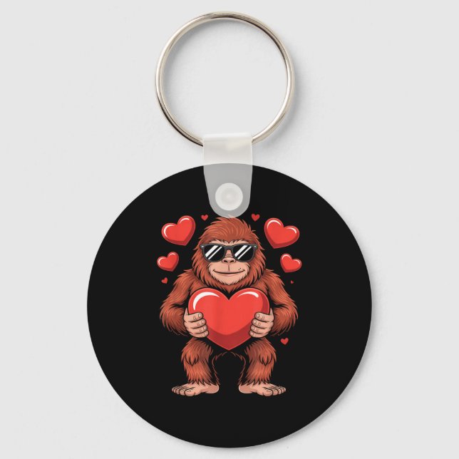 Sasquatch Valentine's Day - Bigfoot Heart Sungles  Schlüsselanhänger (Vorderseite)