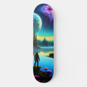 Sasquatch Watching Nebel auf einem fernen Planeten Skateboard