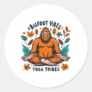 Sasquatch-Yoga-Meditation-Bigfoot-Schwingungen-Yog Runder Aufkleber