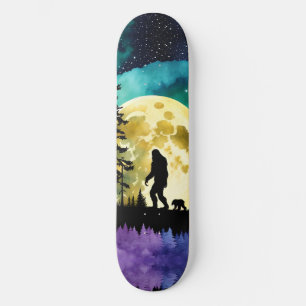 Sasquatch zu Fuß mit seinem Haustier Bärenkuppel Skateboard