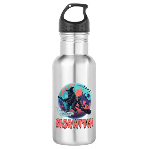 Sasqwitch Bigfoot Hexen Besen Schwarze Katze Mond Edelstahlflasche