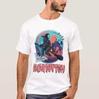 Sasqwitch Bigfoot Hexen Besen Schwarze Katze Mond