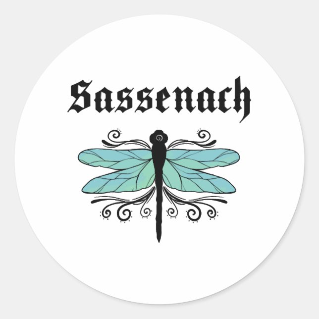 Sassenach Dragonfly Outlander Amber Blue Gift T-Sh Runder Aufkleber (Vorderseite)