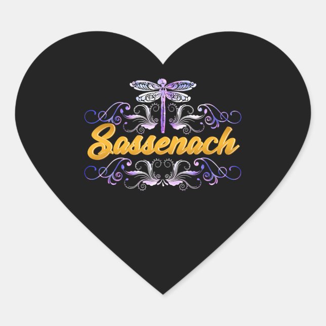 Sassenach Outlander Blue Dragonfly Herz-Aufkleber (Vorderseite)