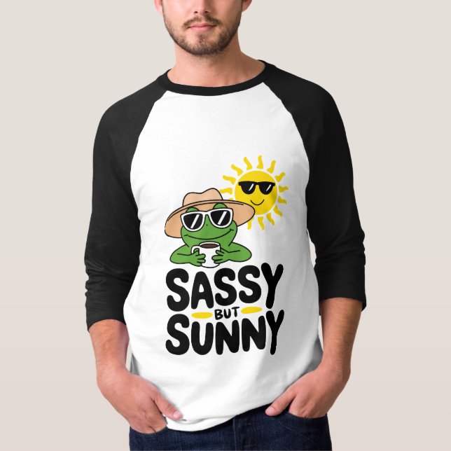 Sassenes, aber sonniges Froschdesign - Funny Summe T-Shirt (Vorderseite)