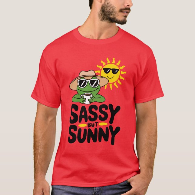 Sassenes, aber sonniges Froschdesign - Funny Summe T-Shirt (Vorderseite)