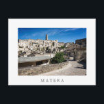 Sassi di Matera Altstadt Postkarte<br><div class="desc">Postkarte der alten Architektur und der Höhlenhäuser der Stadt Sassi di Matera in der Region Basilicata in Italien mit weißer Grenze und dem Text "Matera".</div>