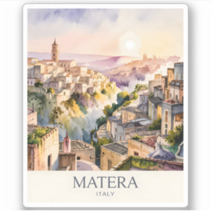 Sassi di Matera Reise Italien Höhlenstadt Aquarell Aufkleber