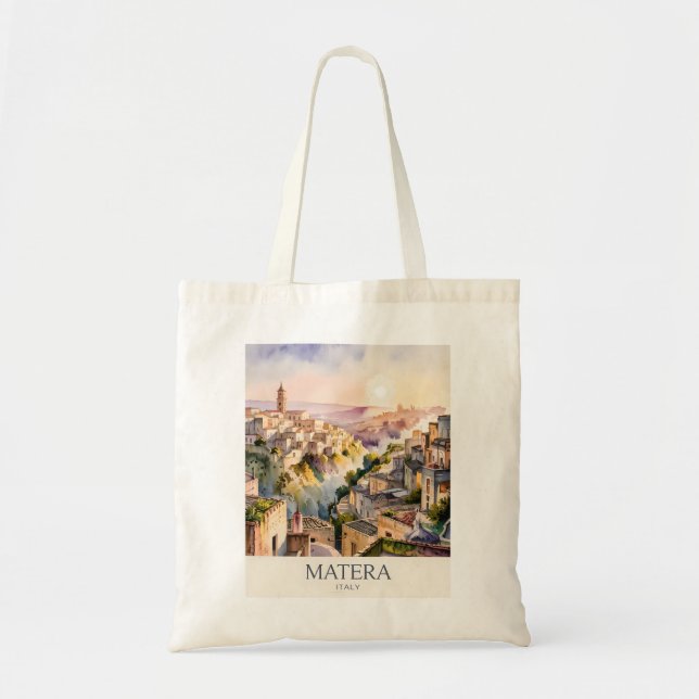 Sassi di Matera Travel Italy Cave City Watercolor Tragetasche (Vorne)