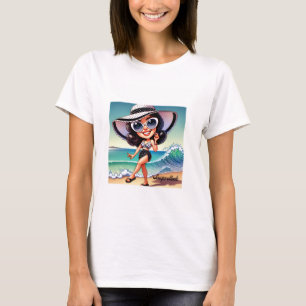 Sassprettude Beach Babe – Retro-Cartoon-Stil-Illus T-Shirt