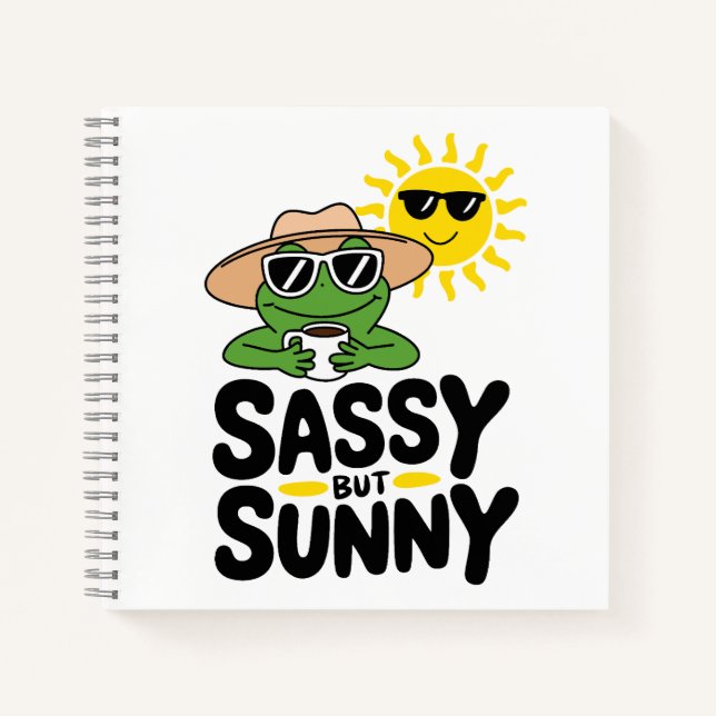 Sassy aber Sunny Frog Design - Funny Summer Notizbuch (Vorderseite)