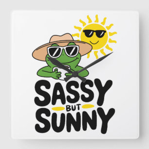 Sassy aber Sunny Frog Design - Funny Summer Quadratische Wanduhr