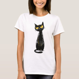 Sassy Black Cat - Mürrische gelbe Augen Illustrati T-Shirt