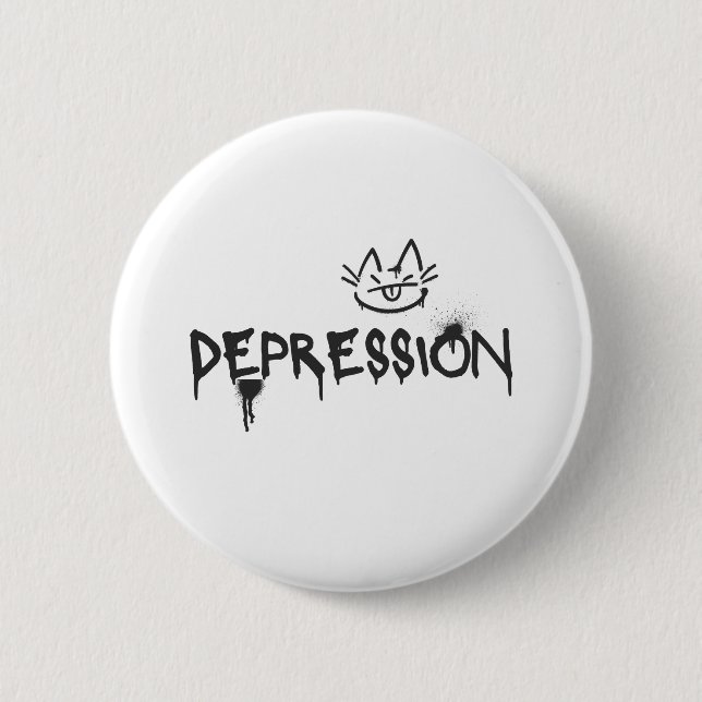 Sassy Cat_Depression Spraypaint Schriftart Button (Vorderseite)