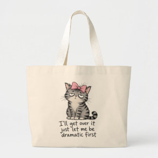Sassy Cat "Ich brauche erst mal Drama" Lustiger Ha Jumbo Stoffbeutel