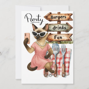 Sassy Cat Selfie zur Party-Einladung Einladung