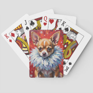 Sassy Chihuahua-Hund in flauschigem Winterfellkrag Spielkarten