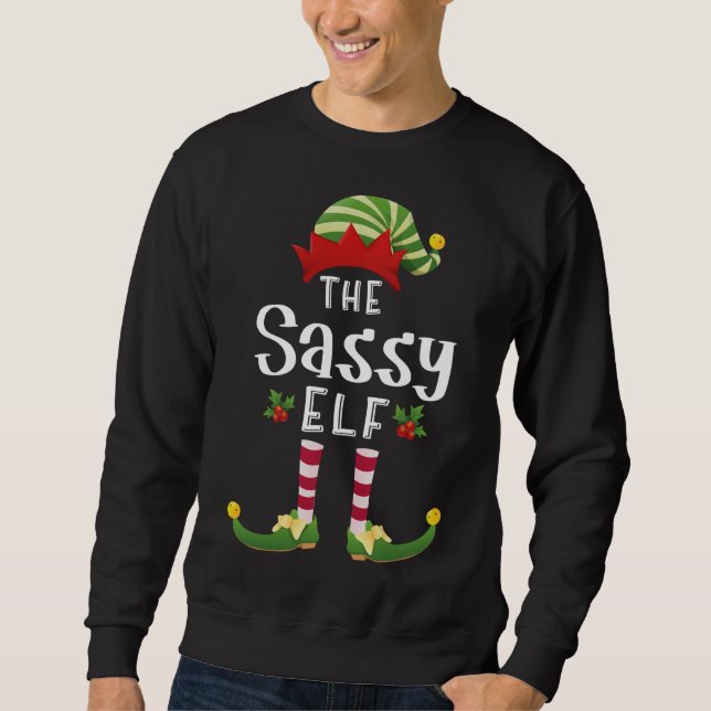 Sassy Christmas Elf Matching Pajama X-Mas Party Sweatshirt (Vorderseite)