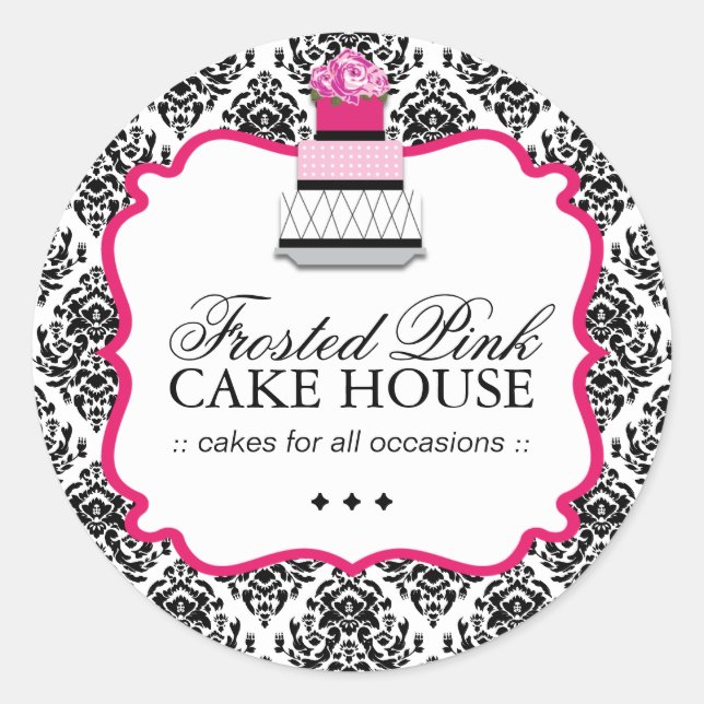 Sassy Damask Cake - Verpackungsaufkleber Runder Aufkleber (Vorderseite)
