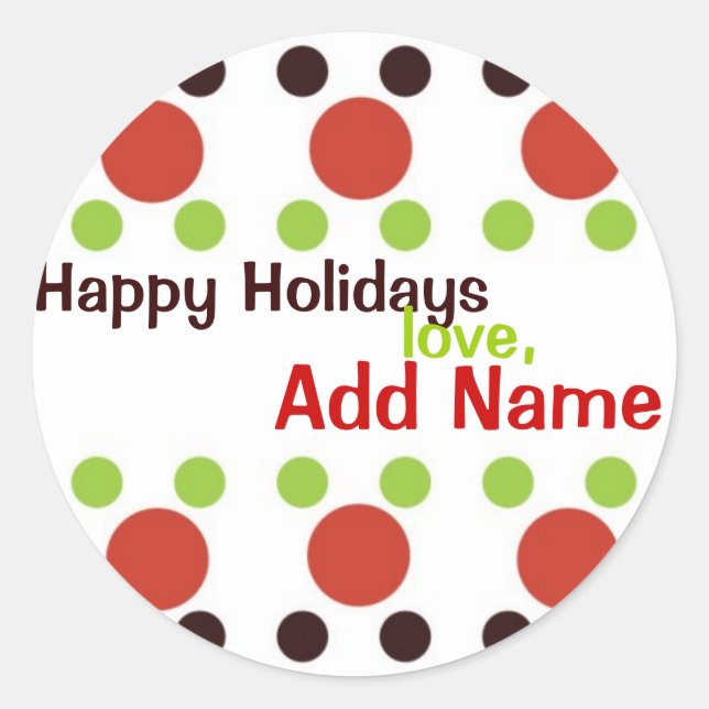 Sassy Dots personalisierte Weihnachtsaufkleber Runder Aufkleber (Vorderseite)