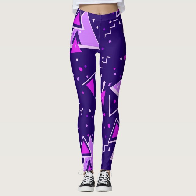 Sassy Dreiecke Lebhafter 80er Lila Leggings (Vorderseite)