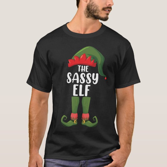 Sassy Elf Matching Family Group Weihnachts-Party T-Shirt (Vorderseite)