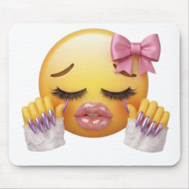 Sassy Errötendes Emoji mit rosa Schleife & langen Mousepad