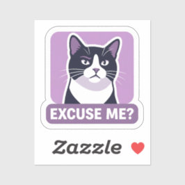 Sassy 'Excuse Me?' Tuxedo Cat  Aufkleber