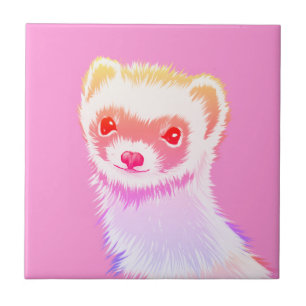 Sassy Ferret in Regenbogenfarben Fliese